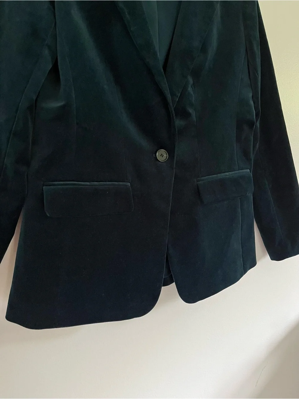 LOFT Women’s Teal Velvet Button Front Blazer Jacket Work Office Career Festive 0